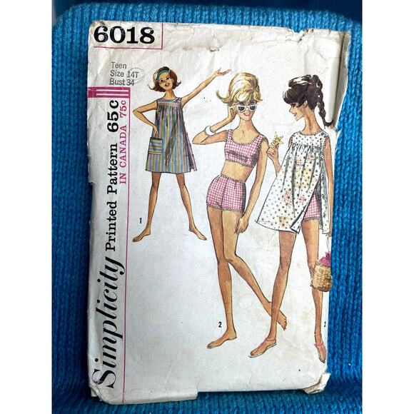 Simplicity 6018 pattern Bikini swiming suit Tent dress coverup 1960s size 14 - Picture 1 of 5